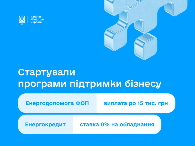 З сьогоднішнього дня бізнесмени мають можливість подавати заявки для отримання Урядового пакету енергетичної допомоги.