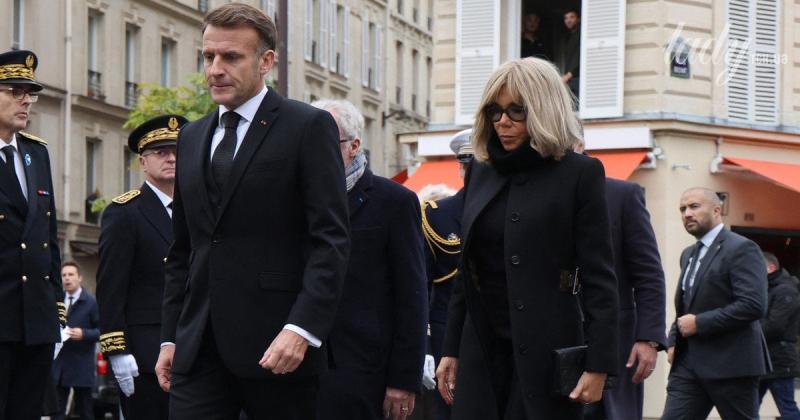 У пальті Louis Vuitton та елегантних окулярах: Бріжит Макрон на церемонії скорботи в Парижі.
